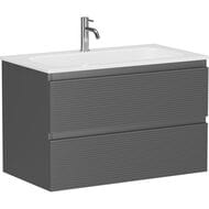 Тумба под раковину SANCOS Folk (790х445х500) подвесная, 2 ящика, рельефная, Grey soft FL80GS