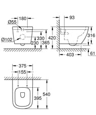������ ��������� Grohe Euro Ceramic (375�316�540) ������������, ��������� ����, ����: ����� 39538000