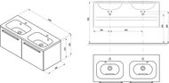 Тумба под умывальник RAVAK SDU 1200 Chrome (1200х490х502) капучино/белая X000000964
