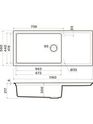 ����� Omoikiri SINTESI 116 WH (1160�500�217��) ������������, ���� ����� 4997121
