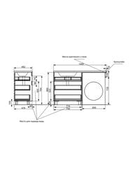 Тумба с раковиной Estet Dallas Luxe 1400х482 напольная,3 ящика,правосторонняя,белый ФР-00002912 — изображение 6