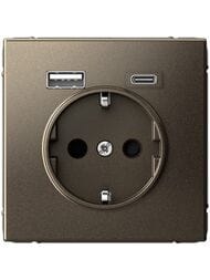 Розетка Systeme Electric ARTGALLERY 16А с 2 USB A+C, 5В/2,4А/3,0А, 2х5В/1,5А, мокко, GAL000632