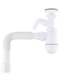 Сифон бутылочный IDDIS Оптима Хоум (Optima Home) 1 1/2x40мм, с выпуском, гофротрубой 40/50мм и отвод — миниатюра 1