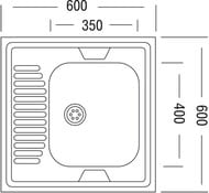Мойка накладная Ukinox Standart 600х600 матовая нерж. сталь 0,5мм, слив 1 1/2, STD 600.600 ---5C 0R-