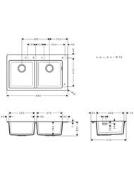 Мойка из гранита Hansgrohe S51 43316290 (880х500) врезная, отвер.под смес., серый камень — миниатюра 2