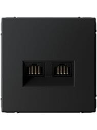 Розетка Systeme Electric ARTGALLERY двойная компьютерная RJ45+RJ45, кат.6А, карбон, GAL001088