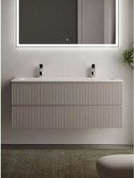 Тумба под раковину SANCOS Snob R (1195x445x500) подвесная, два ящика, Doha Soft SNR120SM