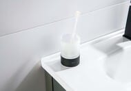 Стакан для зубных щеток Aquatek Лира AQ4428MB настольный, стекло матовое, латунь, черный матовый