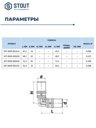 Угольник 90° STOUT 16х16 для металлопластиковых труб прессовой SFP-0009-001616