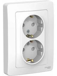Розетка Systeme Electric BLANCA скрыт.уст. двойная с заземл. со шторками 16А 250В белый BLNRS001121