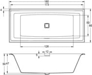 ����� ��������� RIHO STILL SQUARE 180�80 ��� ������������, �������������, � �������