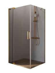 Душевой уголок CEZARES SLIDER (900х800-900х1950) стекло серое/профиль брашированное золото — миниатюра 1