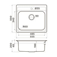 Мойка Omoikiri ASHI 56-IN (555х500х200) монтаж врезной, нержавеющая сталь 4993449