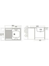 Мойка накладная Ukinox Standart 800х600 матовая нерж.сталь 0,4мм, слив 1 1/2, STD 800.600 ---4C 0R