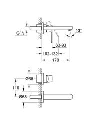 ��������� Grohe EuroSmart Cosmopolitan 19381000 ��� ����������� �� 2 ���������, S-Size
