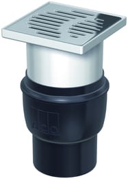 Трап АСО EasyFlow DN100 вертикальный выпуск, в сборе с решеткой из нерж.стали 150х150, 2810.55.77