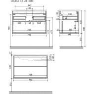 Тумба под раковину SANCOS Marmi 1.0 (790х445х520) подвесная, 1 ящик, дуб чарльстон MR1.080ECH