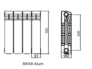 �������� ����������� RIFAR Alum 500 (565�1120�90) 14 ������, ���. �����, 2604 ��, �����