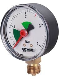 Манометр Watts F+R201, 0-4 бар, 3/8", D63мм, бок.подкл. (радал.), с указат.предела,  10007736