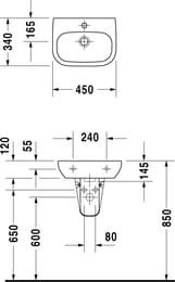 ���������� DURAVIT D-CODE 450�340�145 ��������� ��� ���������, ������� 07054500002