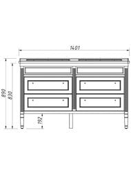 ����� ��� �������� Caprigo ������� 140 bianco antico 1401�890�570 �������, 4 ����� 10328-B002
