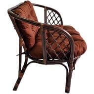Диван Багама (1200х650х750) 2-х местный, подушки коричневые, обычные твил, ротанг, тёмно-коричневый