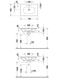 Умывальник Duravit Viu 730х490 мебельный, 1 отверстие под смеситель 2344730000