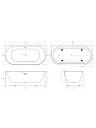 Ванна акриловая BelBagno BB412-1700-800-MATT 1700x790x580 пристенная, полукруглая, белый