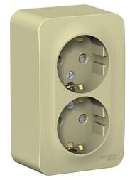 Розетка Systeme Electric BLANCA двойная с заземлением со шторками, 16А, 250В, бежевый BLNRA011217