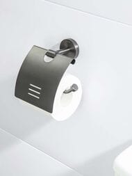 Держатель для туалетной бумаги Aquatek Бетта AQ4609BGM подвесной, с крышкой, цвет: сталь оружейная