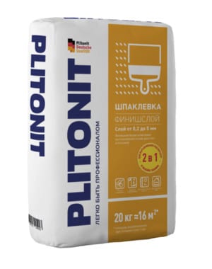 Шпаклевка финишная PLITONIT ФинишСлой на полимерной основе для стен и потолков, белая 20 кг