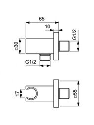 Держатель Ideal Standard IDEALRAIN настенный для лейки с подводом на воду резьба 1/2, серый BC771A5 — изображение 3