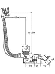 Обвязка Viega Simplex Trio 40/50 х 560 для ванн, с наполнением через перелив, мод. 6166.41, 728007