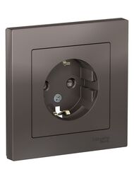 Розетка Systeme Electric ATLASDESIGN с заземлением со шторками 16А в сборе мокко ATN000644