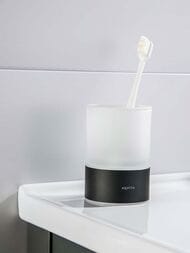 Стакан для зубных щеток Aquatek Лира AQ4428MB настольный, стекло матовое, латунь, черный матовый