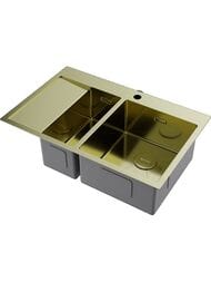 Мойка Omoikiri AKISAME 78-2-LG-R (780х510х200) большая чаша справа, светлое золото 4973088