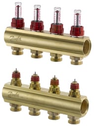 Уценка! Коллектор DANFOSS 1" на 4 вых. 3/4" с преднастройкой и расходомерами 088U0524