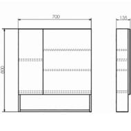 Зеркало-шкаф COMFORTY Никосия-70 (700х800х132) подвесной, дуб темный 00-00008851