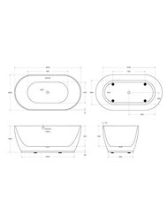 Ванна акриловая BelBagno BB413-1500-800 1500x800x610 отдельностоящая, овальная,  белый