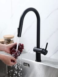 Смеситель для кухни с выдвижной лейкой , FRAP черный, F60807-6
