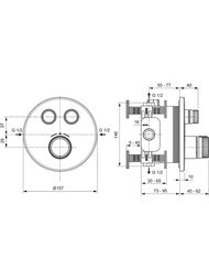 Ideal Standard CERATHERM NAVIGO Смеситель для душа A7296A2 встраив, термостат,вн часть,шлиф.золото