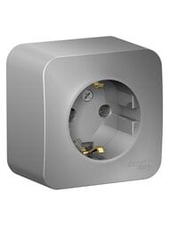 Розетка Systeme Electric BLANCA наружная с заземл. без шторок изол.пл., 16А 250В, алюм. BLNRA010113