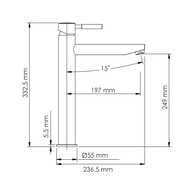 Смеситель для умывальника WasserKRAFT Gollach 3303H однозахватный, высокий излив, черный Soft-touch