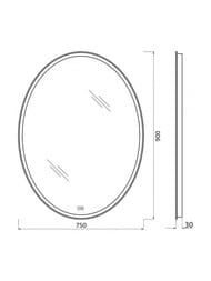Зеркало BelBagno (750x30x900) с подсветкой, сенсором, подогревом, овал SPC-VST-750-900-LED-TCH-WAR — изображение 3