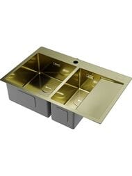 Мойка Omoikiri AKISAME 78-2-LG-L (780х510х200) большая чаша слева, светлое золото 4973087
