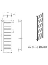 GROTA ECO CLASSIC Полотенцесушитель "Лесенка" 480x1575 полиров. нерж. сталь, диаг./ниж. покл. D-1/2"