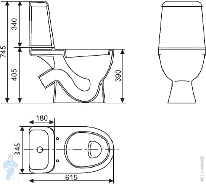 Унитаз компакт Sanita Luxe MAX SL DM (615x390x745) сиденье из ...