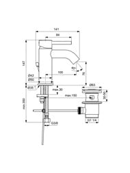 Уценка! Ideal Standard CERALINE Смеситель для умывальника BC203U4 однозахватный, мат.черный/хром - уценка. — изображение 5