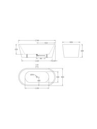 Ванна акриловая BelBagno BB71-1700-W0 1700х800х600 отдельностоящая, без перелива, д/к, цвет: белый
