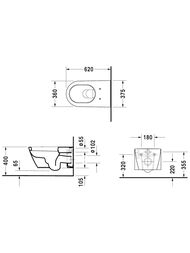 Унитаз подвесной DURAVIT STARCK 2 375х620х335 горизонт. выпуск, крепление, покрытие WG 25330900001